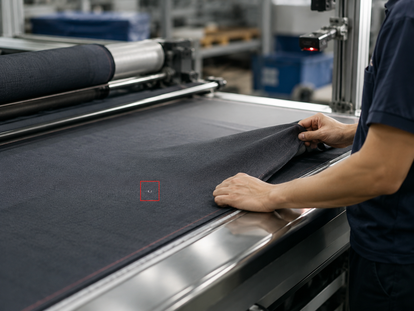 AI-assisted fabric inspection during garment cutting