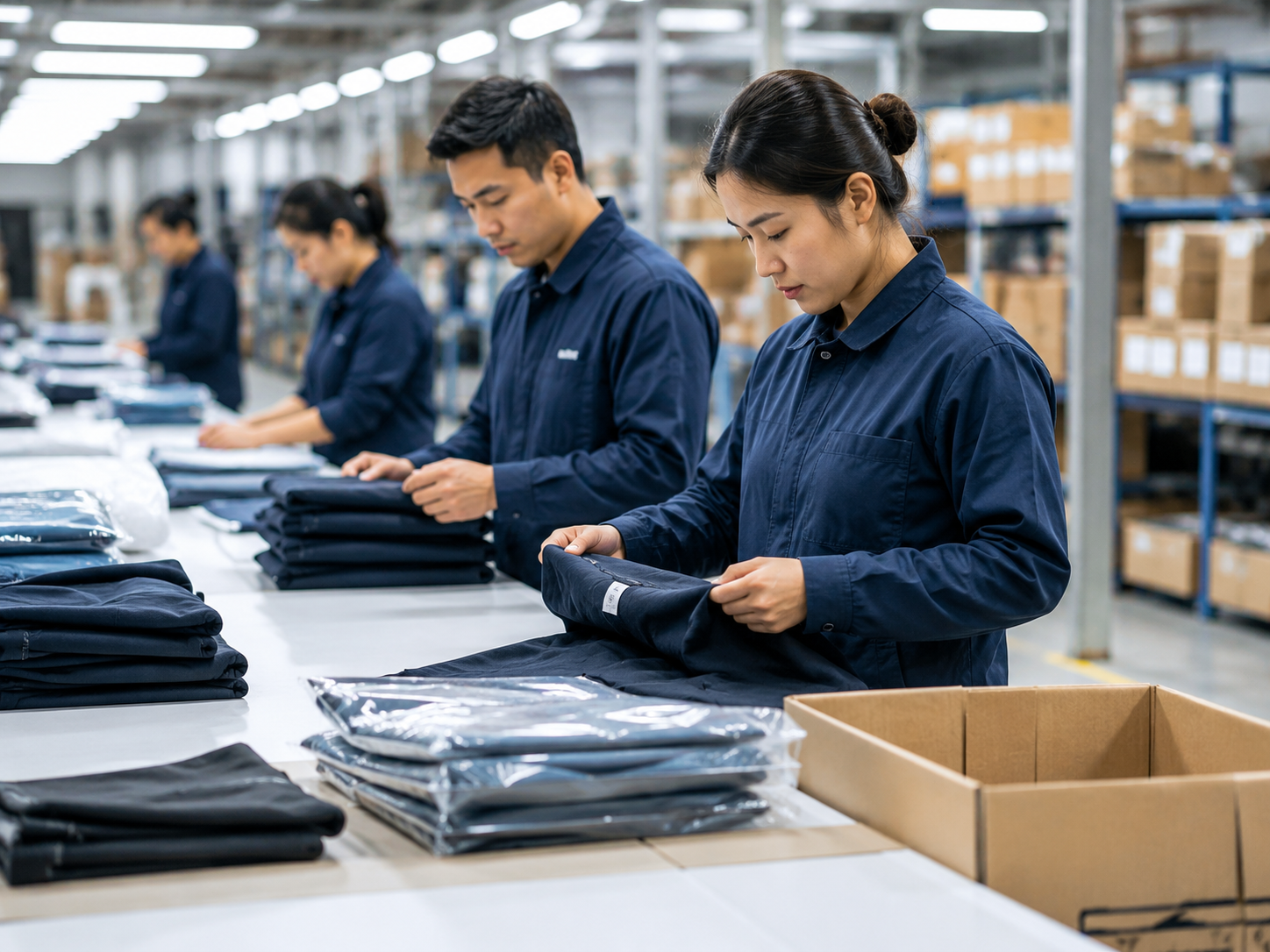 Garment quality team carrying out pre-shipment checks